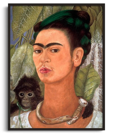 Inspiration Autoportrait avec un singe Frida Kahlo - peinture à l'huile